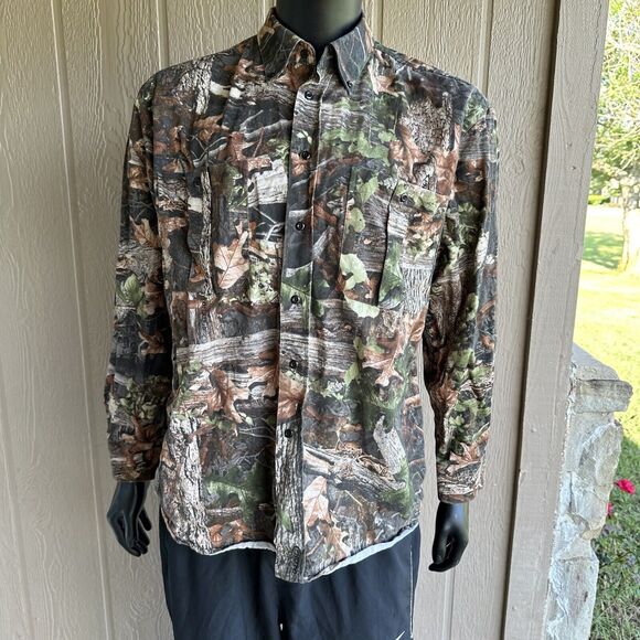 Brents Outdoors Shirt Mens L Button Up Camouflage Hunting Outdoor Brush Popper - Picture 1 of 7